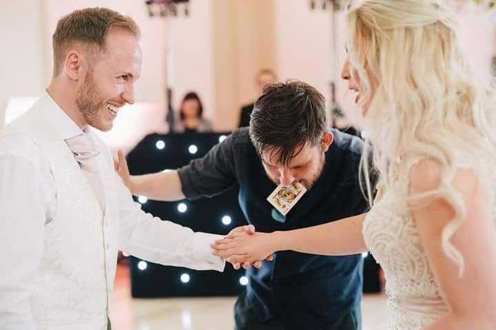 Yorkshire Wedding Magician with couple on their wedding day