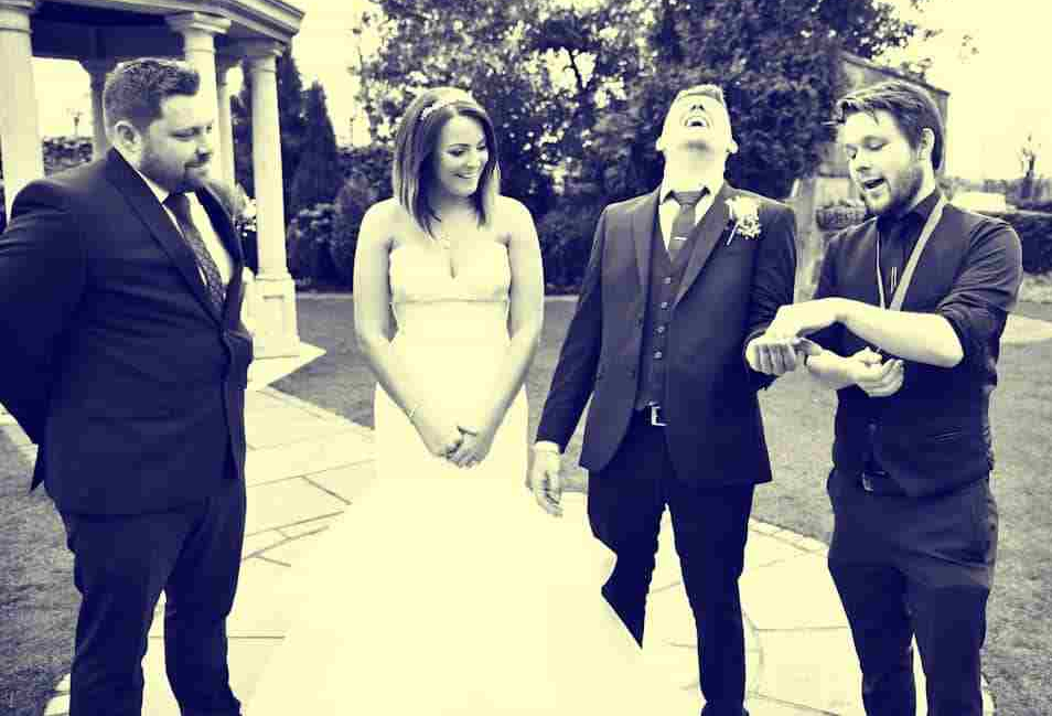 Weddingl magician Greg Holroyd performing a special performance for the lucky couple on their special wedding day!